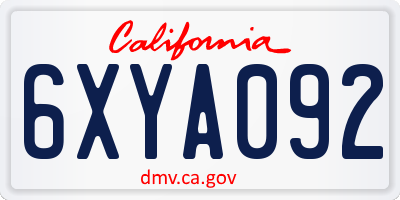 CA license plate 6XYA092