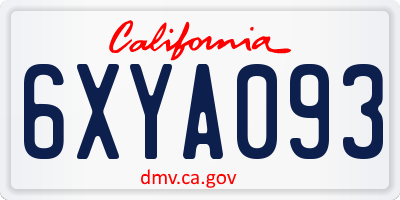 CA license plate 6XYA093