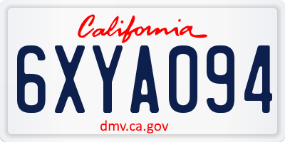 CA license plate 6XYA094
