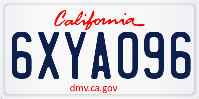 CA license plate 6XYA096