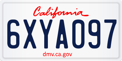 CA license plate 6XYA097