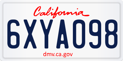 CA license plate 6XYA098