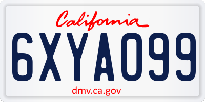 CA license plate 6XYA099