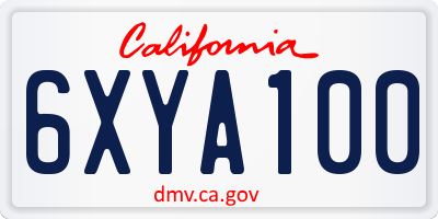 CA license plate 6XYA100