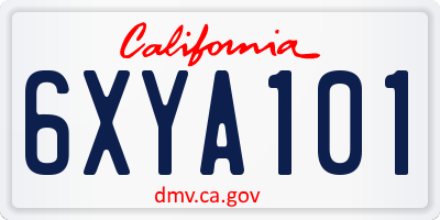 CA license plate 6XYA101