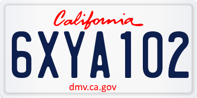 CA license plate 6XYA102