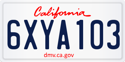 CA license plate 6XYA103
