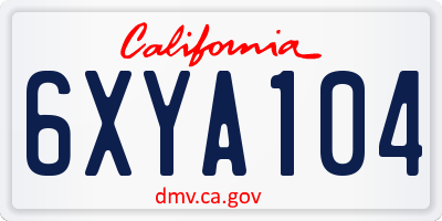 CA license plate 6XYA104
