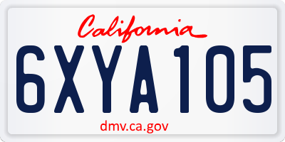 CA license plate 6XYA105