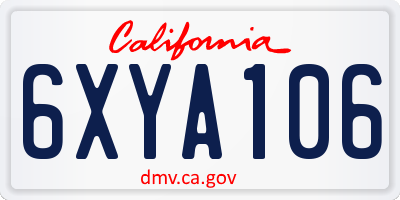 CA license plate 6XYA106
