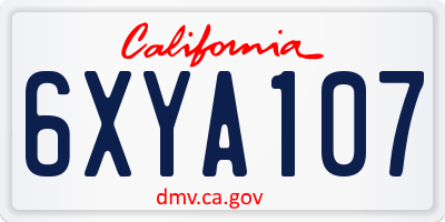 CA license plate 6XYA107