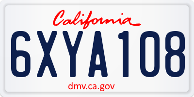 CA license plate 6XYA108