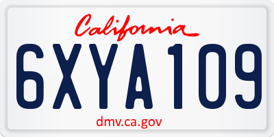 CA license plate 6XYA109