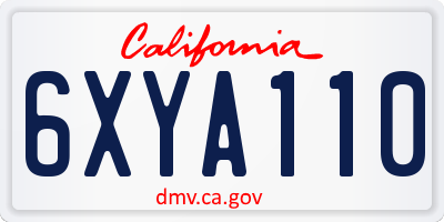 CA license plate 6XYA110