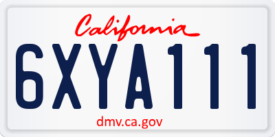 CA license plate 6XYA111