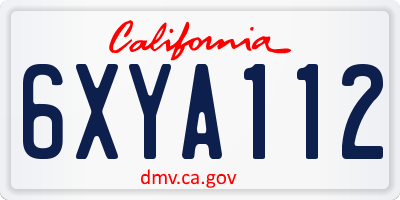 CA license plate 6XYA112