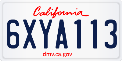 CA license plate 6XYA113