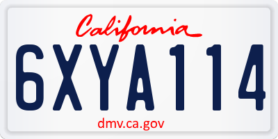 CA license plate 6XYA114