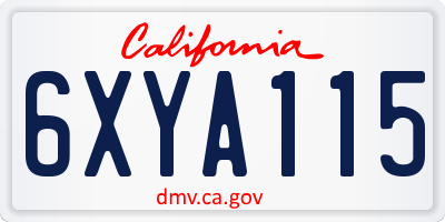 CA license plate 6XYA115