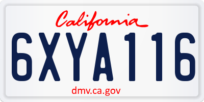 CA license plate 6XYA116