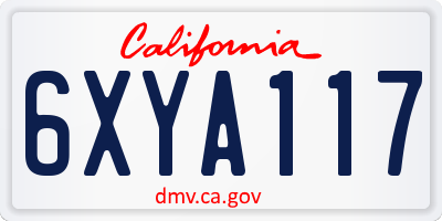 CA license plate 6XYA117