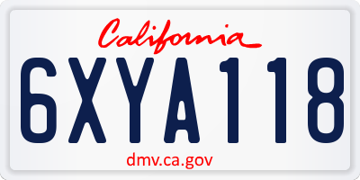 CA license plate 6XYA118
