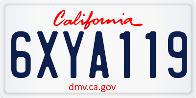 CA license plate 6XYA119