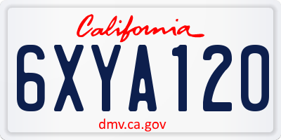 CA license plate 6XYA120