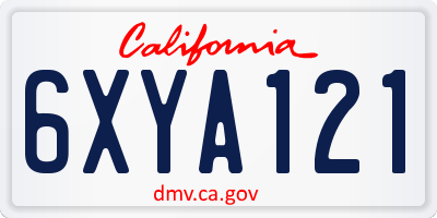 CA license plate 6XYA121