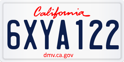CA license plate 6XYA122