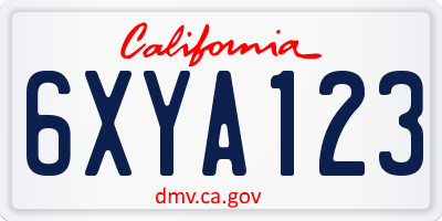CA license plate 6XYA123