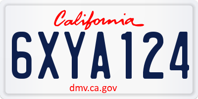 CA license plate 6XYA124