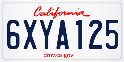 CA license plate 6XYA125