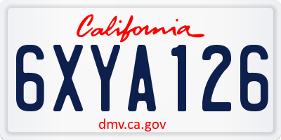 CA license plate 6XYA126