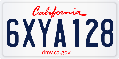 CA license plate 6XYA128