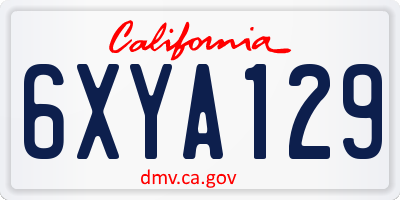 CA license plate 6XYA129