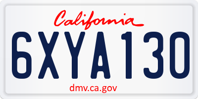 CA license plate 6XYA130