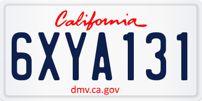 CA license plate 6XYA131