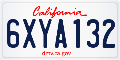 CA license plate 6XYA132