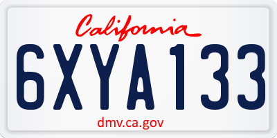 CA license plate 6XYA133