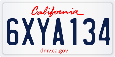 CA license plate 6XYA134