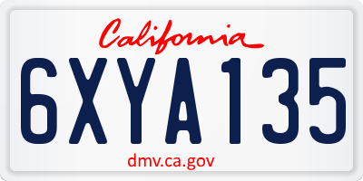 CA license plate 6XYA135