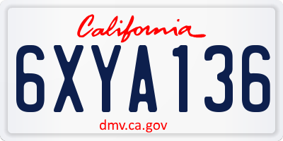 CA license plate 6XYA136