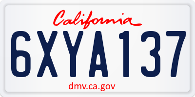 CA license plate 6XYA137