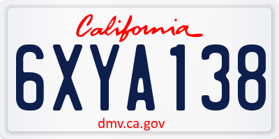 CA license plate 6XYA138