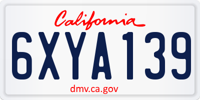 CA license plate 6XYA139