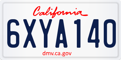 CA license plate 6XYA140
