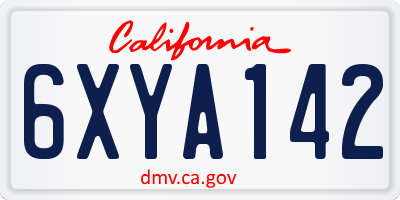 CA license plate 6XYA142