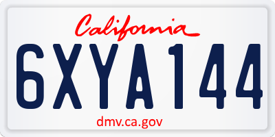 CA license plate 6XYA144