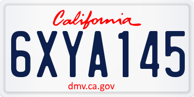 CA license plate 6XYA145